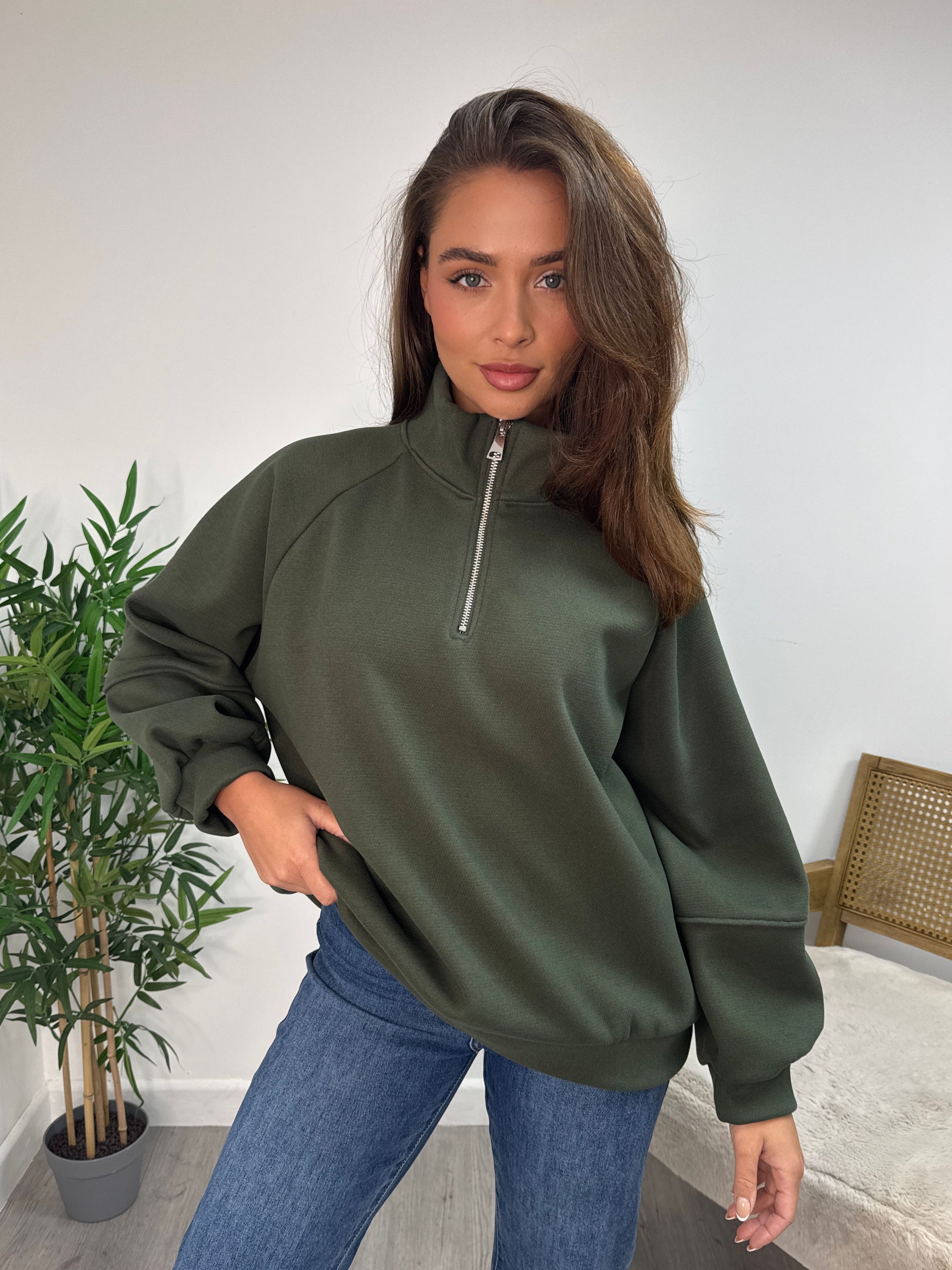 BRIEFING MS WIND PULLOVER カーキ L Khaki Quarter Zip Fleece-Lined Thick Knit Sweatshirt – FROW Wholesale